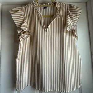 Ann Taylor - Striped Ruffle Sleeveless Top